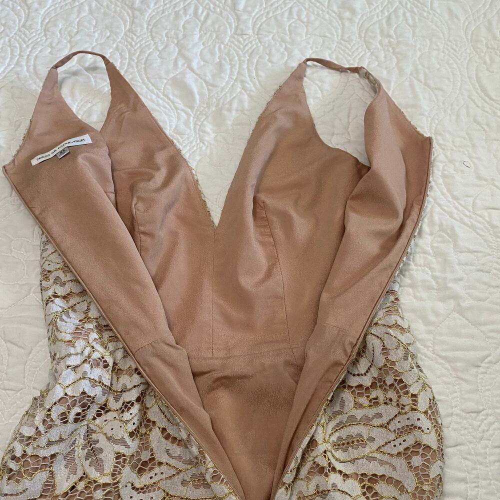 Dress The Population Melina Lace Maxi Dress Ivory Gold Sz XS Wedding Formal Prom - Picture 9 of 12
